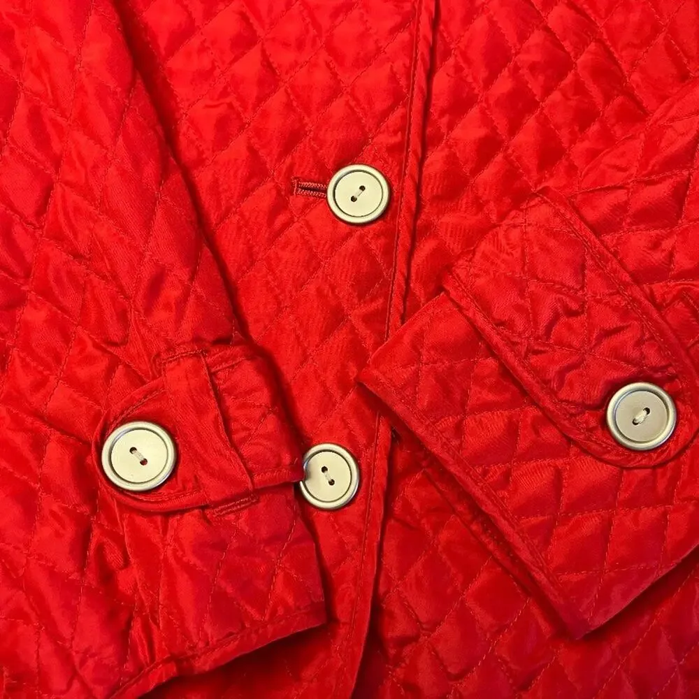 Red Quilted lightweight Button Jacket By R.Q.T. Size M - Picture 12 of 12